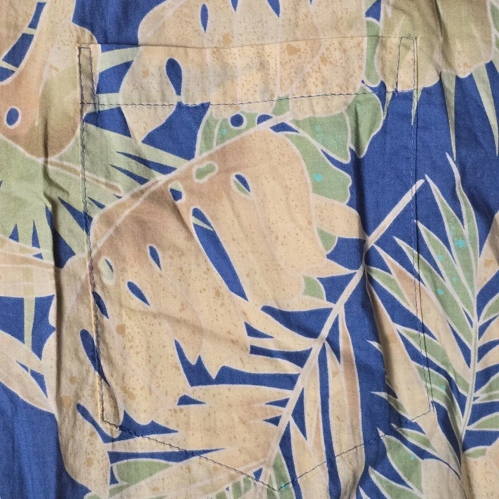 Tori Richard Hawaiian Shirt XL Short Sleeve 100% Cotton Blue/Green Leaves USA - Picture 9 of 16